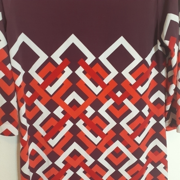BANANA Republic Womens Dress Shift Red Maroon Geometric Dopamine Stretchy Medium - Picture 3 of 15